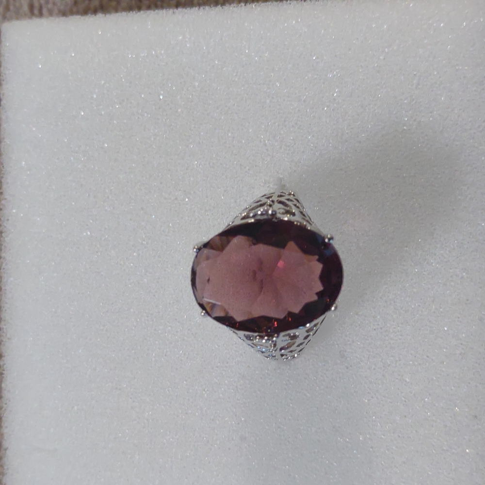 Sterling silver ring with artificial stones. Approx size 8. EUC No box. No tags.